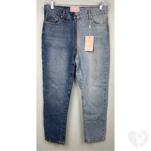 NWT Revice Ying Yang Two Tone Crop Zipper Jeans Vintage Style Size 31 or 10 - Picture 3 of 16